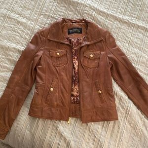 Brown leather jacket